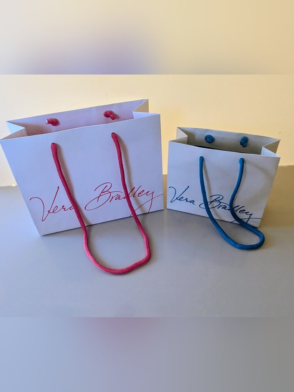 Set Of 2 Vera Bradley Empty Paper Gift Shopping Tote Bags With Handles